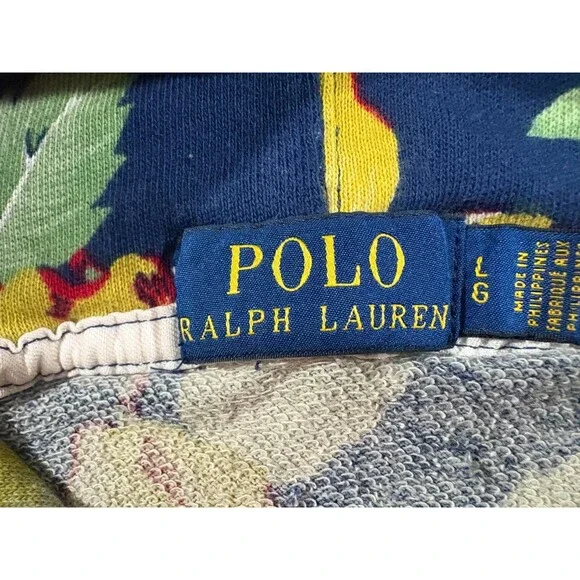 Polo Ralph Lauren Mens Floral Cotton Spa Terry Hoodie Pullover Sweatshirt Blue L - Picture 6 of 13